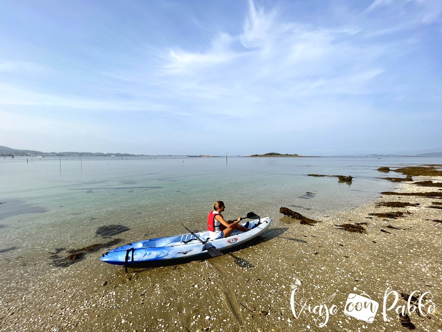 Playa suroeste de Cortegada donde dejamos el kayak