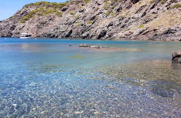 Agua transparente de cala Tavallera mejores calas de la Costa Brava
